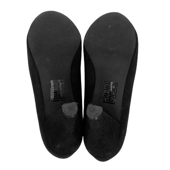 Aldo Black Pumps High Heels Closed Toe Suede Slip On Shoe Size 6 Almond Toe - Picture 3 of 9